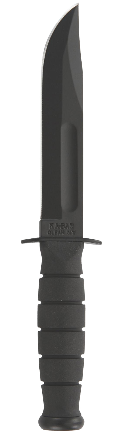 Ka-Bar 1256 Fighting/Utility 5.25" Fixed Clip Point Plain Black 1095 Cro-Van Blade, Black Kraton G Handle, Includes Sheath