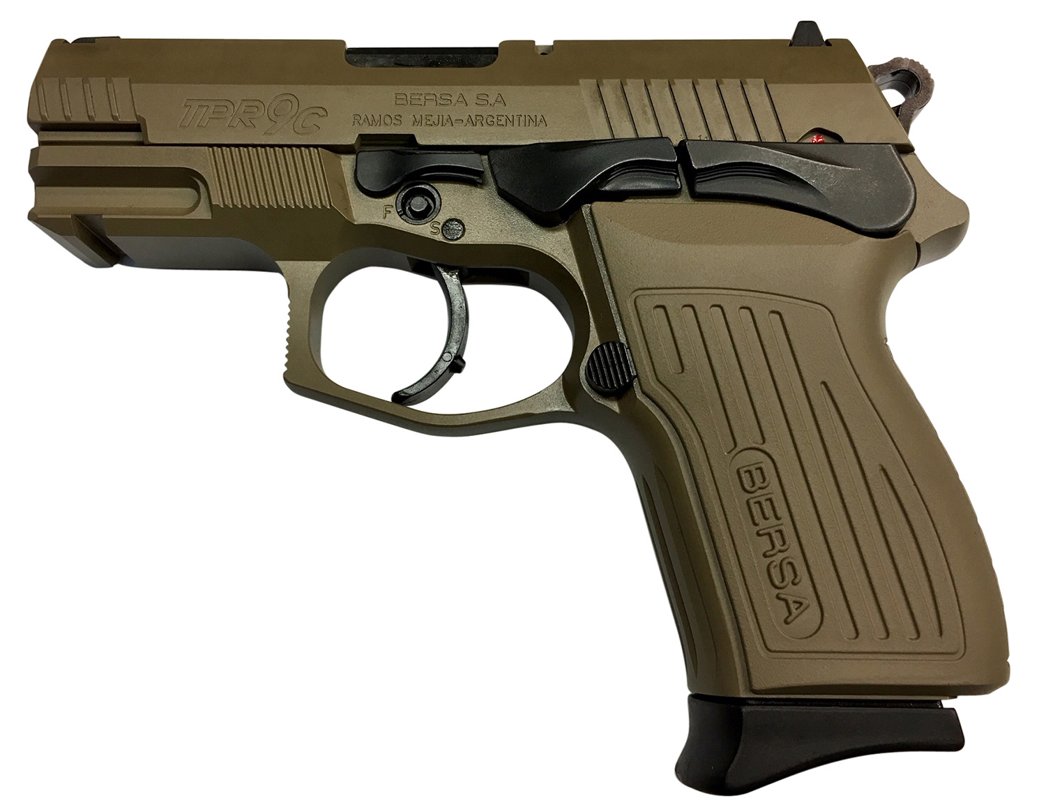 Bersa TPR9CFDE TPRC Sports South Exclusive 9mm Luger 13+1, 3.50" Black Steel Barrel, Flat Dark Earth Serrated Steel Slide & Aluminum Frame w/Picatinny Rail, Ambidextrous