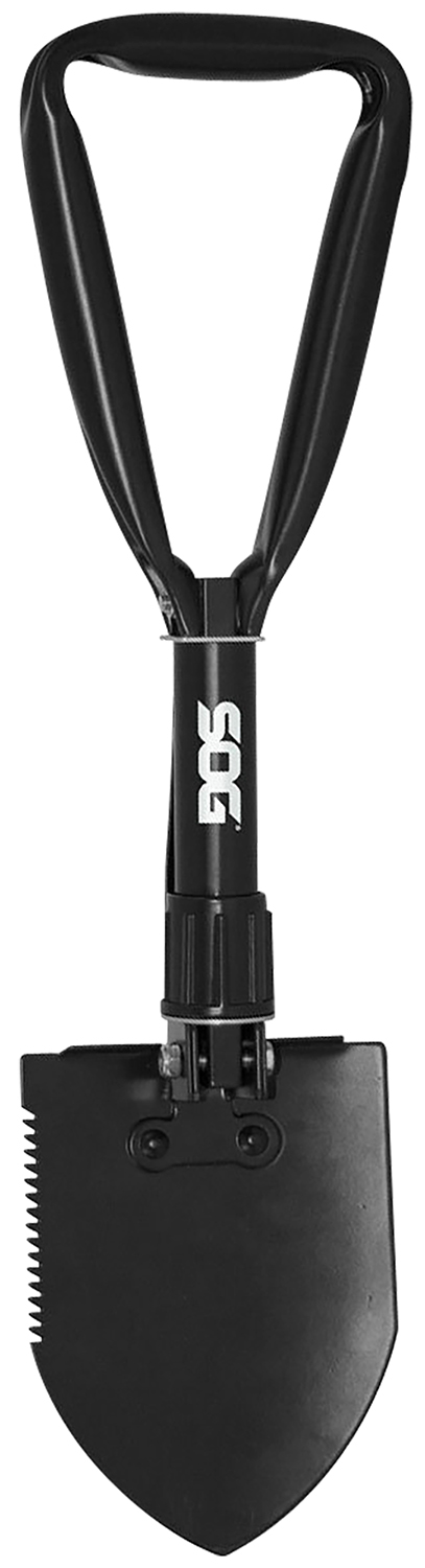 S.O.G SOGF08N Entrenching Tool Folding Shovel Plain/Serrated Blade Black Powder Coated High Carbon Steel Handle 18.25" Long Includes Sheath
