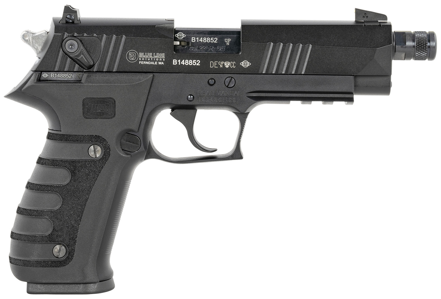 Mauser Rimfire 4010102 M20 22 LR 10+1 4.75" Black Steel Threaded Barrel, Black Serrated Slide, Black Aluminum Frame w/Picatinny Rail, Ambidextrous