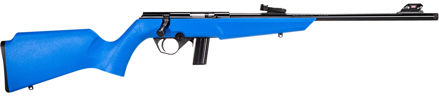 Rossi RB22 Compact 22 LR 10+1, 16" Matte Black Button Rifled Free Floating Steel Barrel, Matte Black Stainless Steel Receiver, Blue Monte Carlo Stock, Right Hand