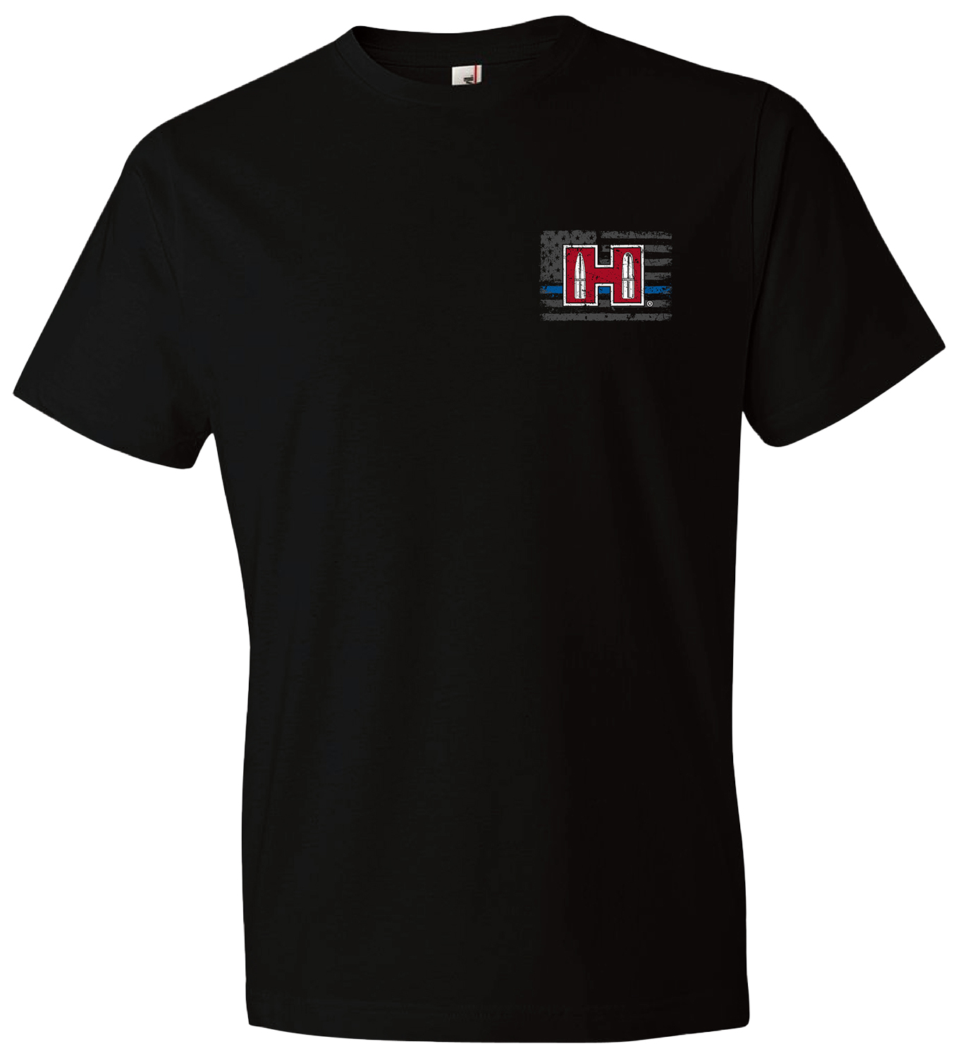 Hornady Gear 30764 POW Blue Line Black, Cotton Short Sleeve, Semi-Fitted XL