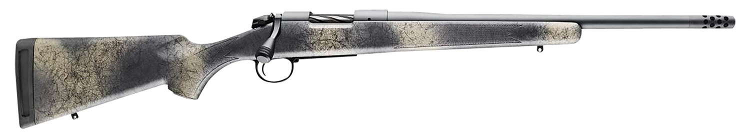 Bergara Rifles B14LM5113 B-14 Wilderness Ridge 7mm PRC 3+1 22" Threaded, Sniper Gray Cerakote Barrel/Rec, SoftTouch Woodland Camo Synthetic Stock, Omni Muzzle Brake