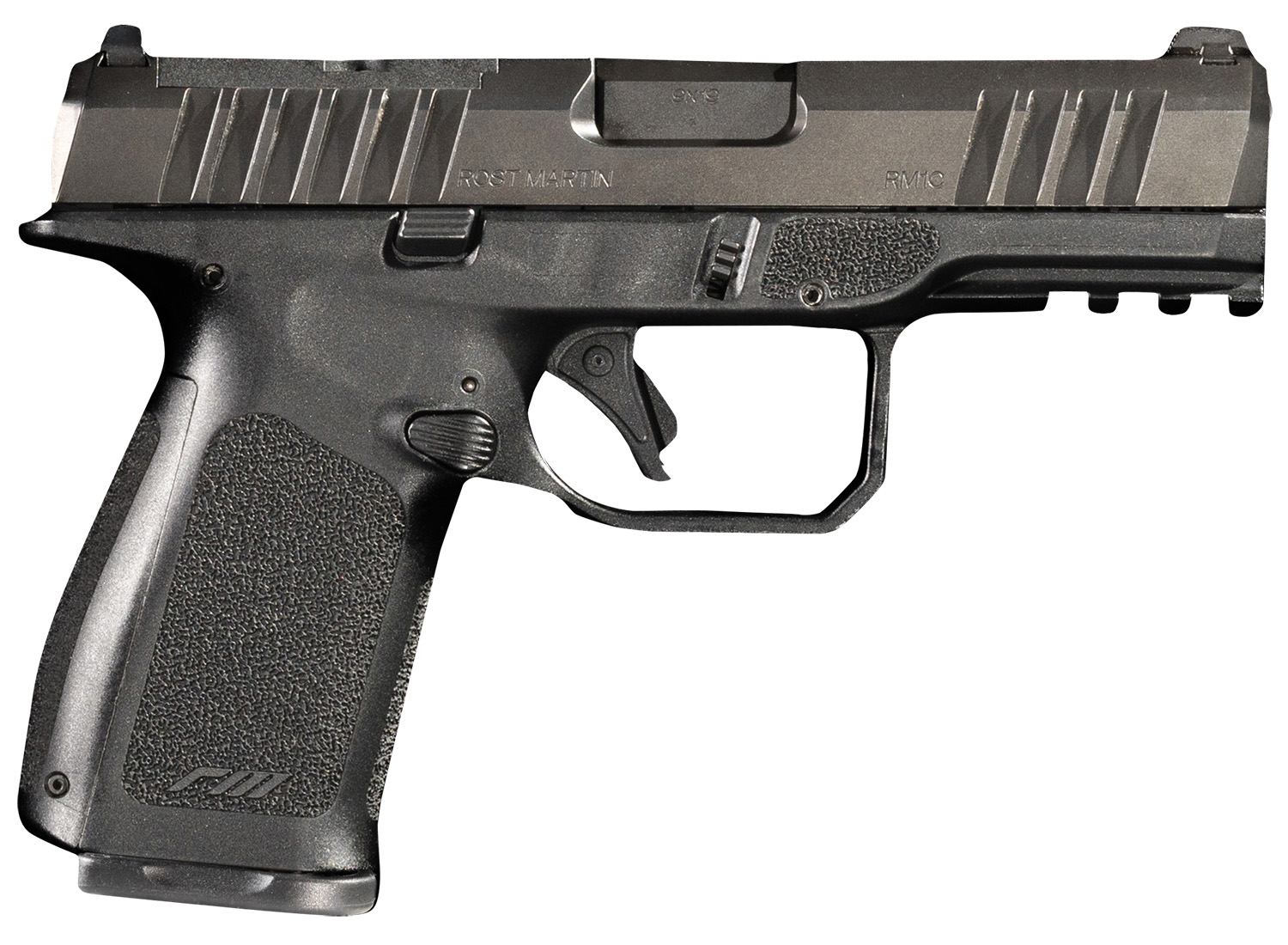 Rost Martin RM1CBLKOSP RM1C 9mm Luger 17+1 4" Black Match Grade Barrel, Black Tenifer Optic Ready/Serrated Steel Slide, Black Polymer Frame w/Picatinny Rail, Textured Grip, Ambidextrous