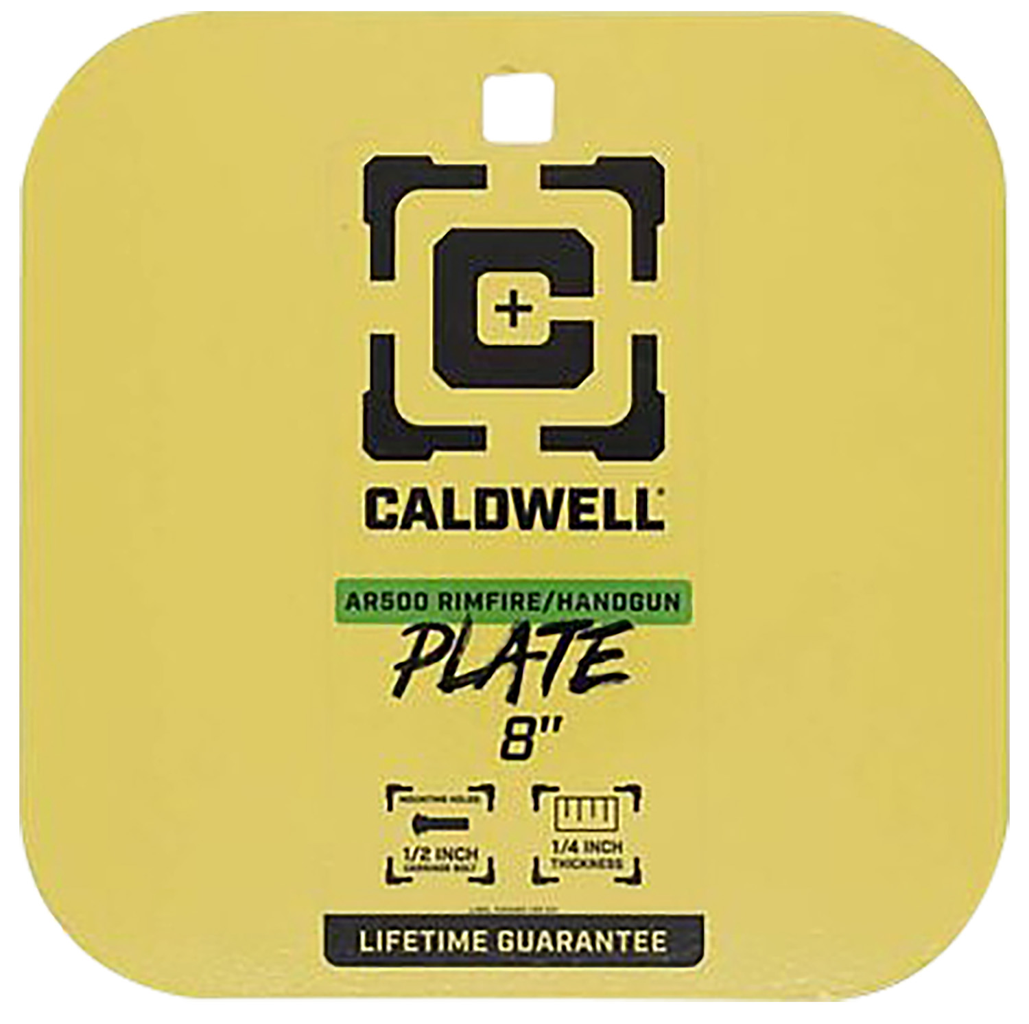 Caldwell 4002878 8" Rimfire/Handgun Yellow AR500 Steel Gong 1/4" Thick