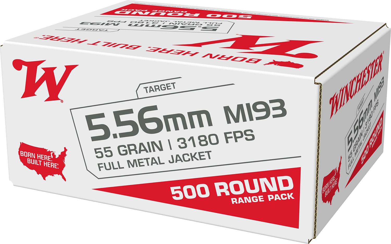 Winchester USA Lake City M193 Rifle Ammunition 5.56X45 NATO 55 gr. FMJ 3240 fps 500/ct Bulk