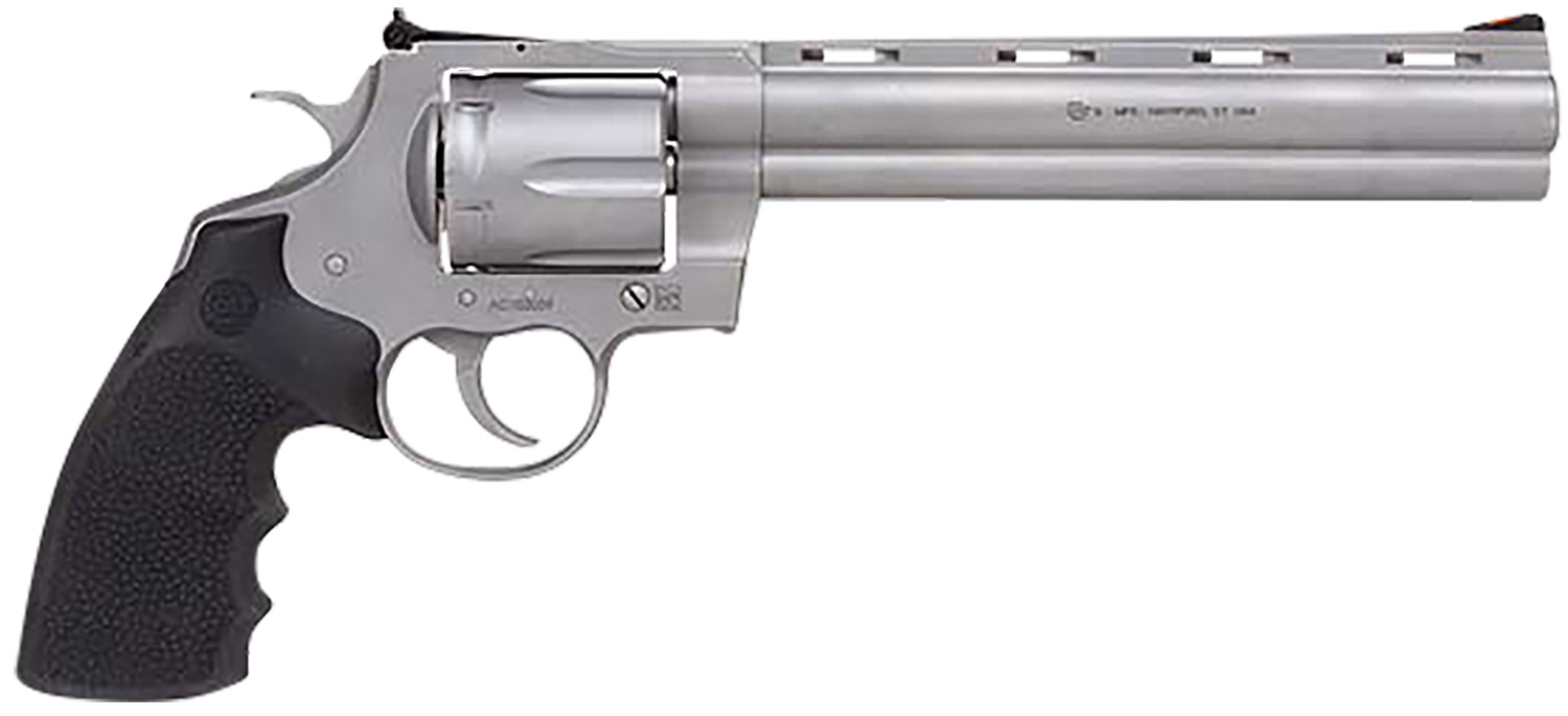 Colt Mfg PYTHONSM8RTS Python 357 Mag/38 Special 6 Shot 8" Bead Blasted Vent Rib Barrel, Cylinder & Frame, Black Rubber Grip, Exposed Hammer