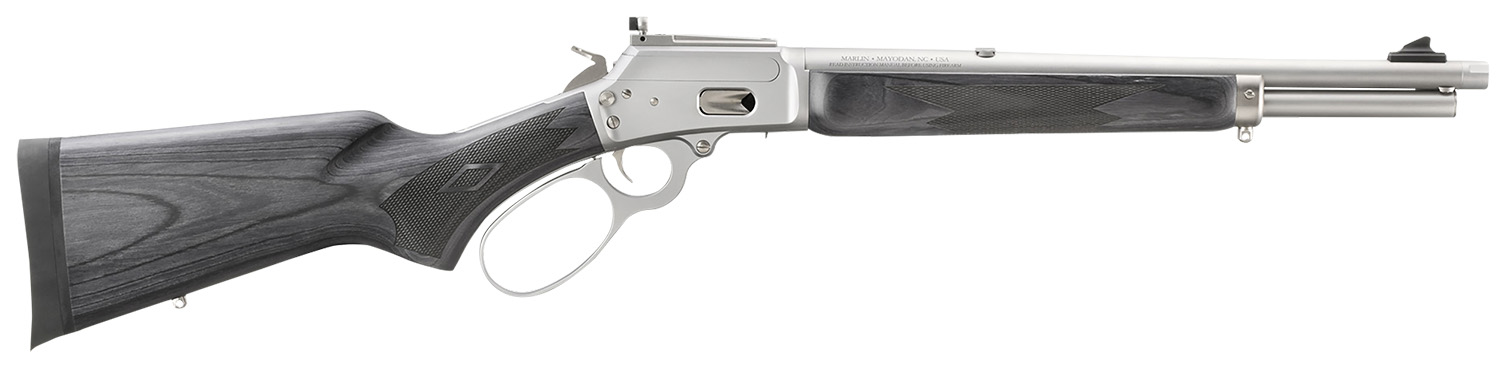 Marlin 1894 Trapper Full Size 44 Special/44 Rem Mag 8+1/9+1 16.10" Satin Threaded Barrel, Satin Stainless Steel Receiver, Fixed Black Laminate Stock