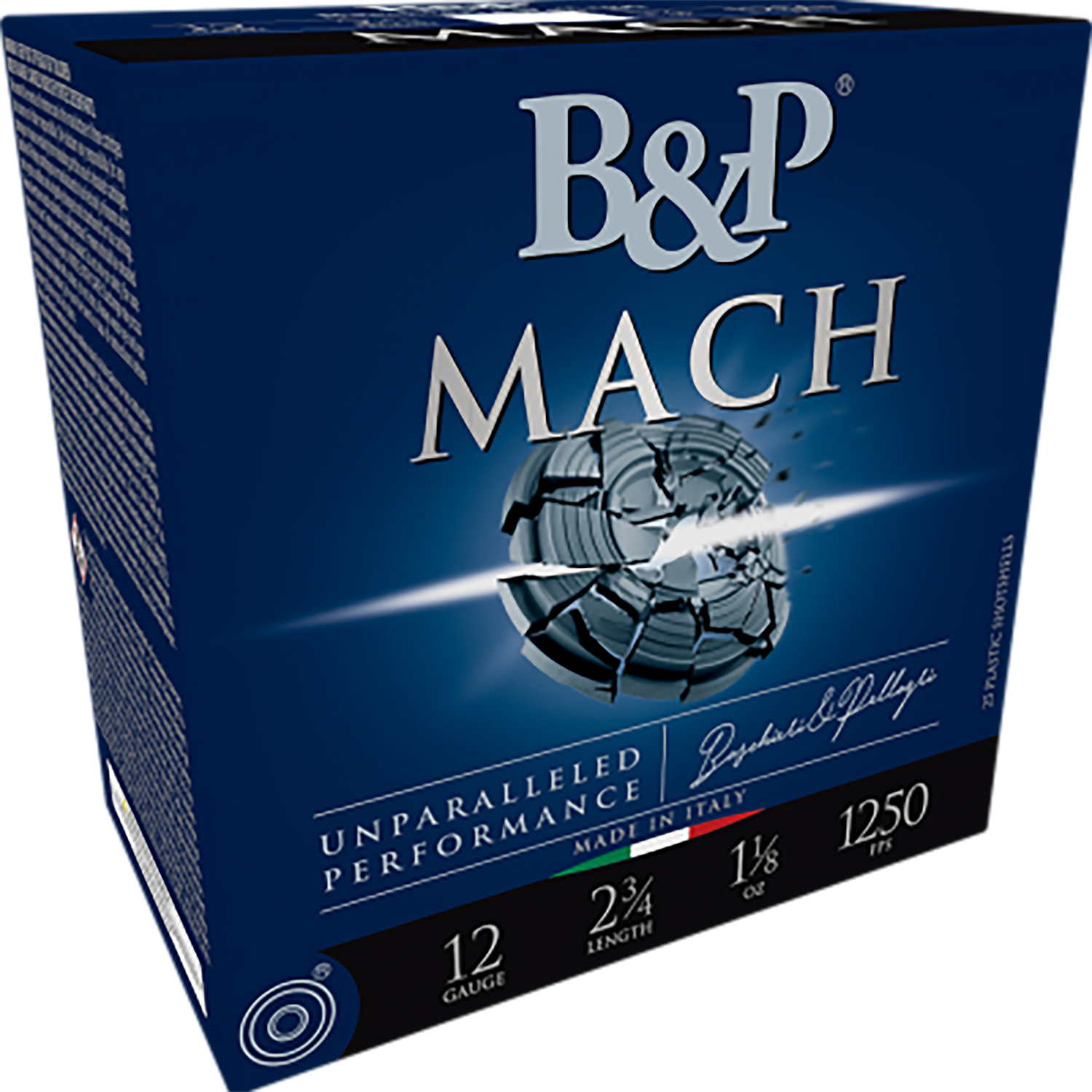 B&P Mach LV Professional Handicap Shotshells 12ga 2-3/4" 1-1/8oz 1250 fps #8 25/ct