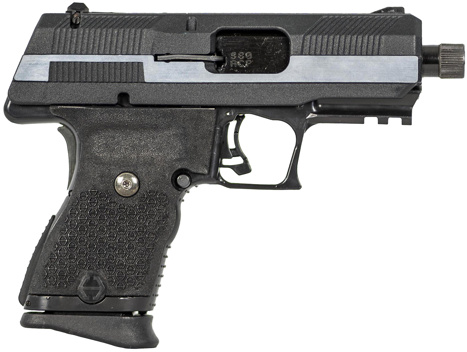 Hi-Point YC380CF YC380 380 ACP 10+1 3.93" Black Threaded Barrel, Black/Chrome YC9 Styled/Serrated Steel Slide, Black Polymer Frame w/Picatinny Rail, Black Plastic Grip