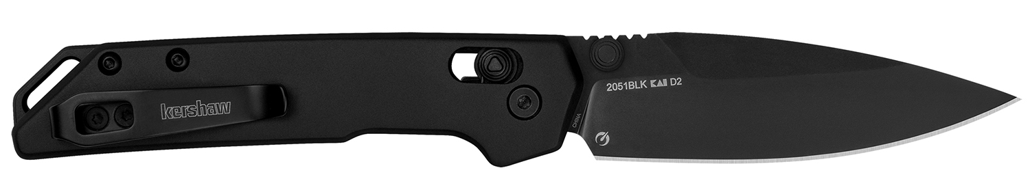 Kershaw 2051BLK Mini Iridium 3" Folding/Spear Point Plain Stonewashed D2 Steel Blade/Ice Blue Anodized 6061-T6 Aluminum Handle