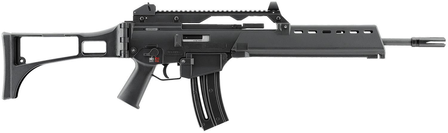 HK 81000995 G36 22 LR 10+1 18.13" Black Barrel w/Flash Suppressor, Black Receiver w/Picatinny Rail, Black Folding Synthetic Stock, Black Polymer Grip