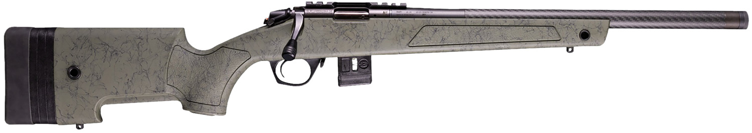 Bergara Rifles BMR008 BMR-X Carbon Fiber 22 LR 10+1 18" Carbon Fiber Threaded Barrel, Black Cerakote Picatinny Rail Steel Receiver, Adj LOP Black w/Green Webbing Synthetic Stock