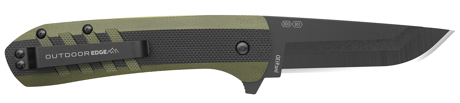 Outdoor Edge VX430BC Razor VX4 3" Folding Plain Black/Green