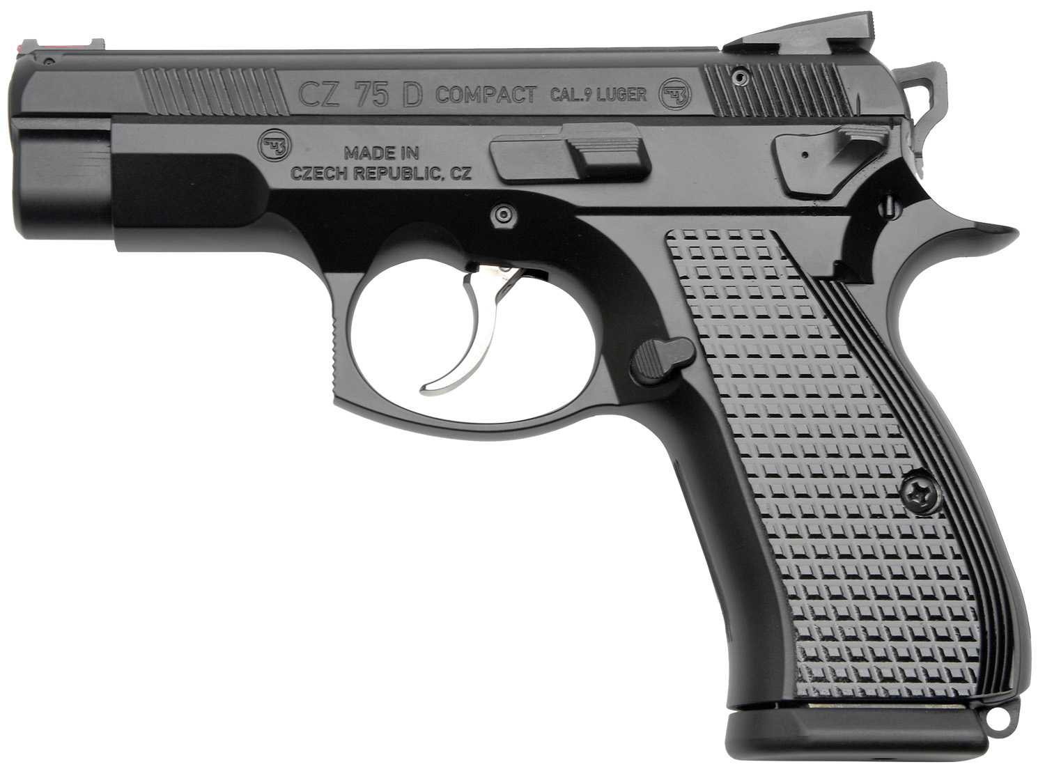 Cz Custom Shop 91048 CZ 75 D PCR Compact Frame 9mm Luger 15+1 3.90" Steel Barrel Black, Serrated Black Slide, Polycoat Aluminum Frame w/Beavertail, Black Checkered Aluminum Grip