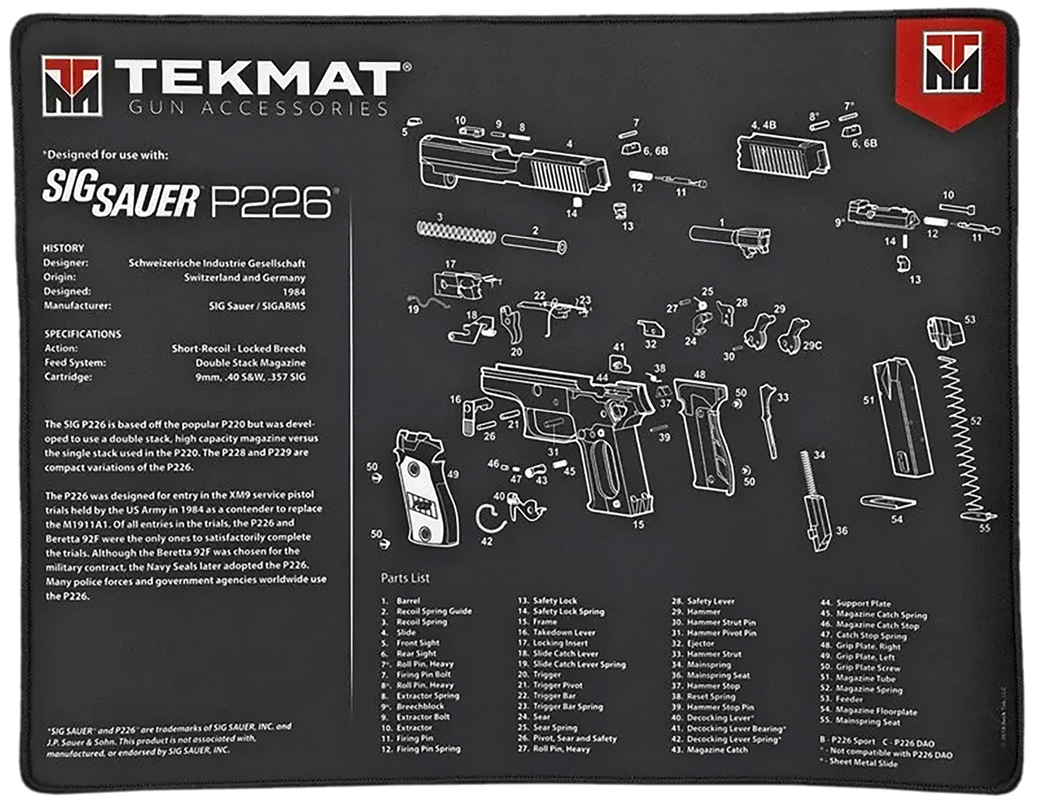 BECK TEK, LLC (TEKMAT) Sig Sauer P226 - Jimmy's Creek Firear view 2