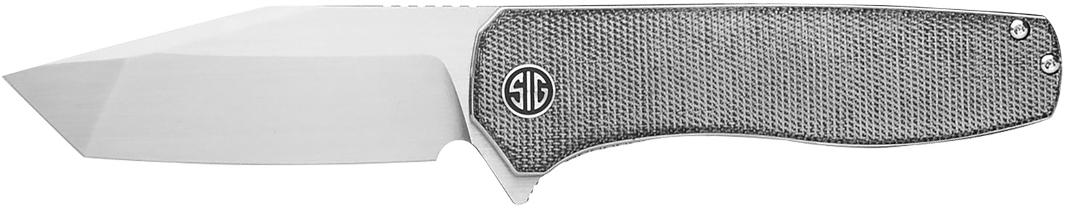 Sig Sauer Knives XI6SB Xiphos 3.40" Folding Modified Tanto Plain Satin Nitro-V Blade, 4.20" Salt & Pepper Micarta Handle