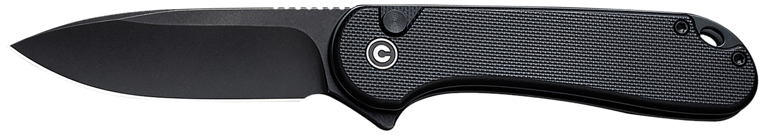 Civivi Knives C18062P-1 Elementum II EDC 2.96" Folding Drop Point Plain Black Stonewashed Nitro-V Steel Blade, Black Textured G10 Handle