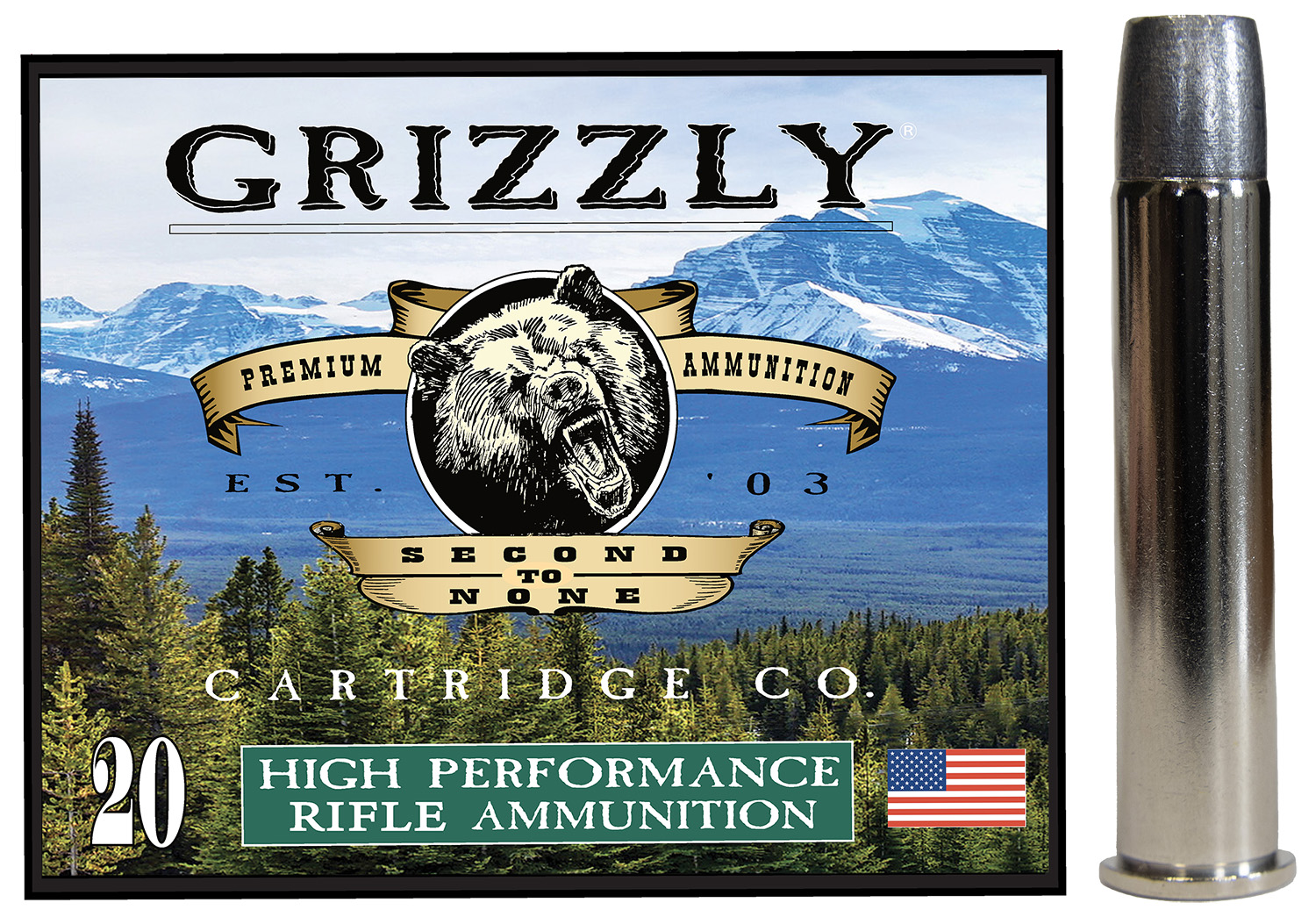 Grizzly Ammo GC45/70+P4 45-70Gov+P 405gr Bonded Flat Point 20 Per Box/10 Case