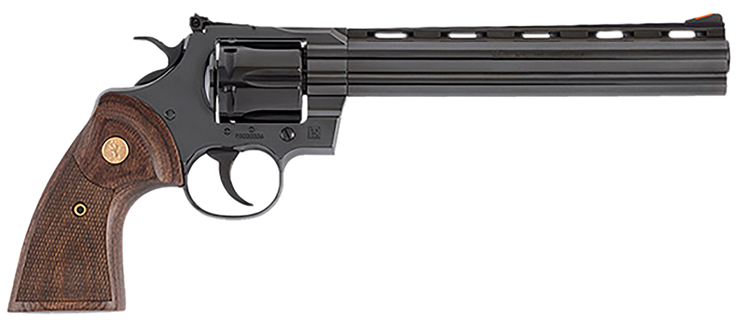 Colt Mfg PYTHONBP8WTS Python  357 Mag/38 Special 6 Shot 8" Blued Carbon Steel Vent Rib Barrel, Cylinder & Frame, Wood Grip, Exposed Hammer