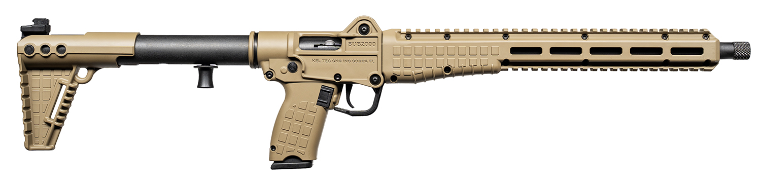 Kel-Tec SUB2K10GLKTAN SUB2000 Gen3 10mm Auto 15+1 16.15" Black Threaded Barrel, Tan Picatinny Rail Receiver, M-LOK Handguard, Rotating Forend, 3 Position Adj Tan Polymer Stock, Glock 20 Grip