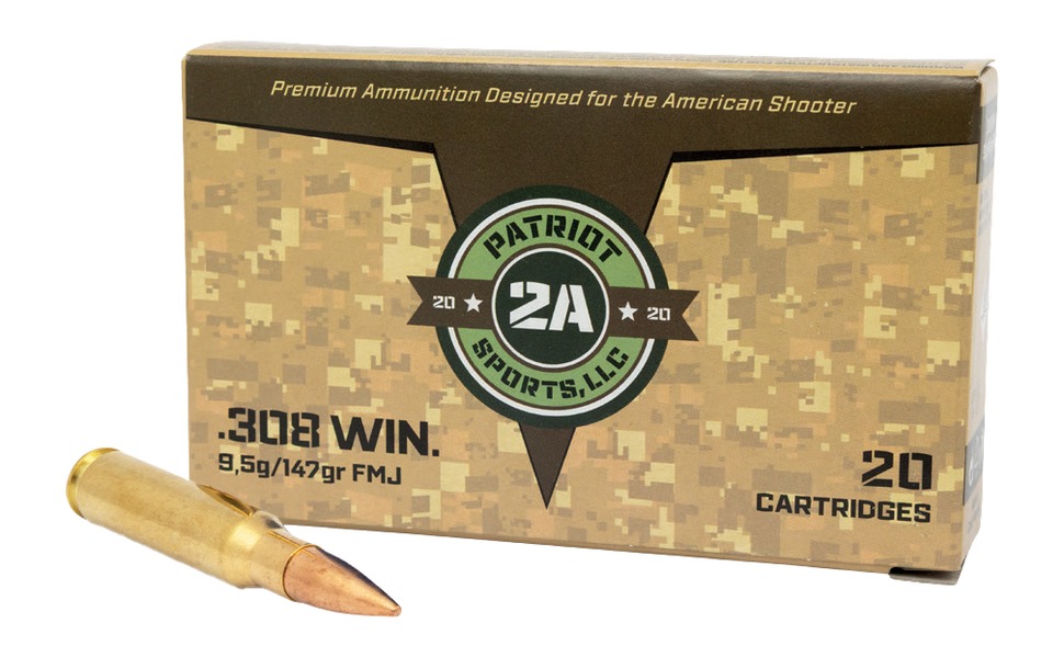 PATRIOT SPORTS LLC P308147F 308 Win 147gr Full Metal Jacket 20 Per Box/50 Case