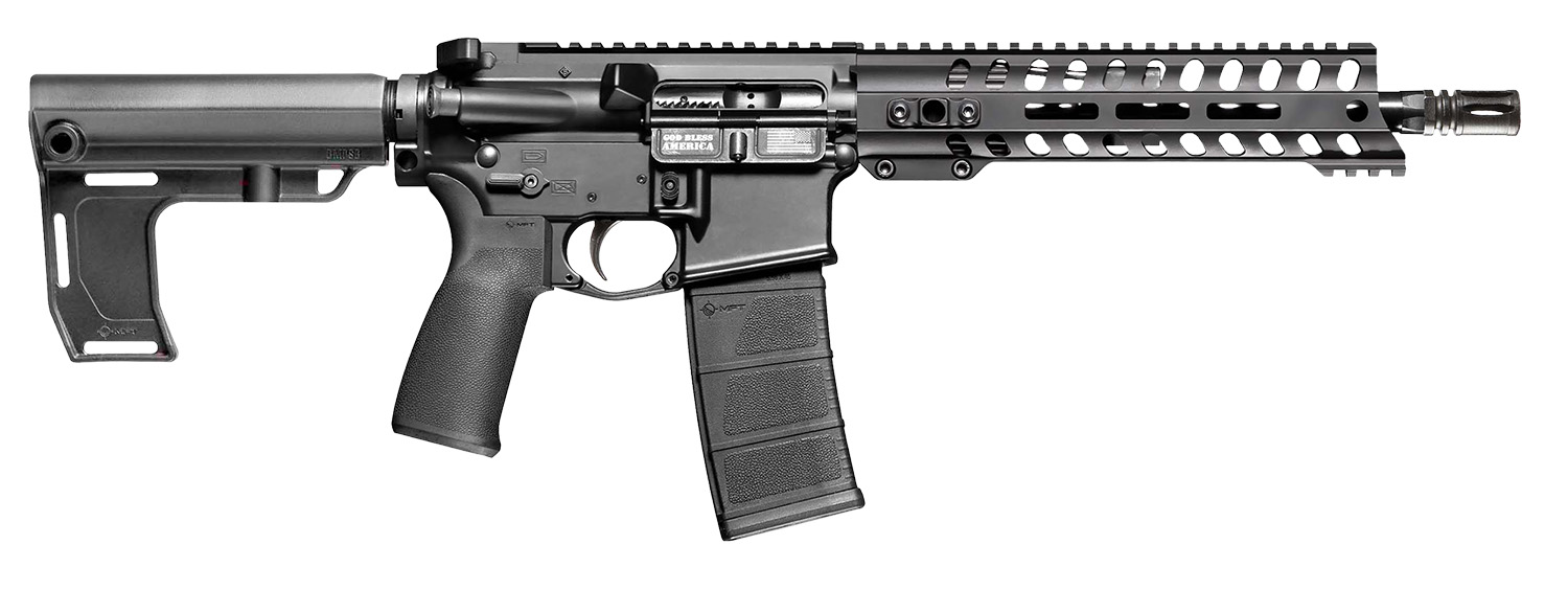 Patriot Ordnance Factory 2295 P15 Constable 300 Blackout 30+1 10.50" M-LOK Handguard, Black Anodized Aluminum Receiver w/Picatinny Rail, Black Polymer MFT Blade Stabilizer, MFT Grip