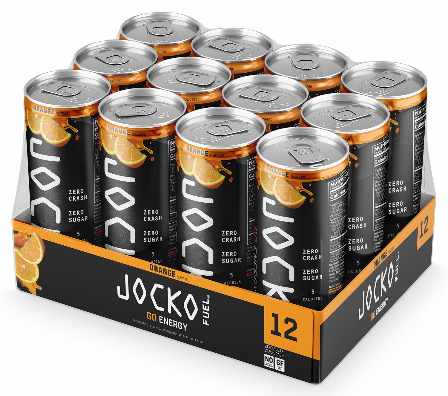 Jocko Fuel 33920 Orange Energy Drinks 12oz 12Pack