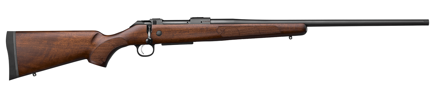 CZ-USA 07718 600+ American 243 Win 5+1 20" Black Nitride Threaded Barrel, Black Nitride Steel Drilled & Tapped Receiver, Turkish Walnut Fixed Stock