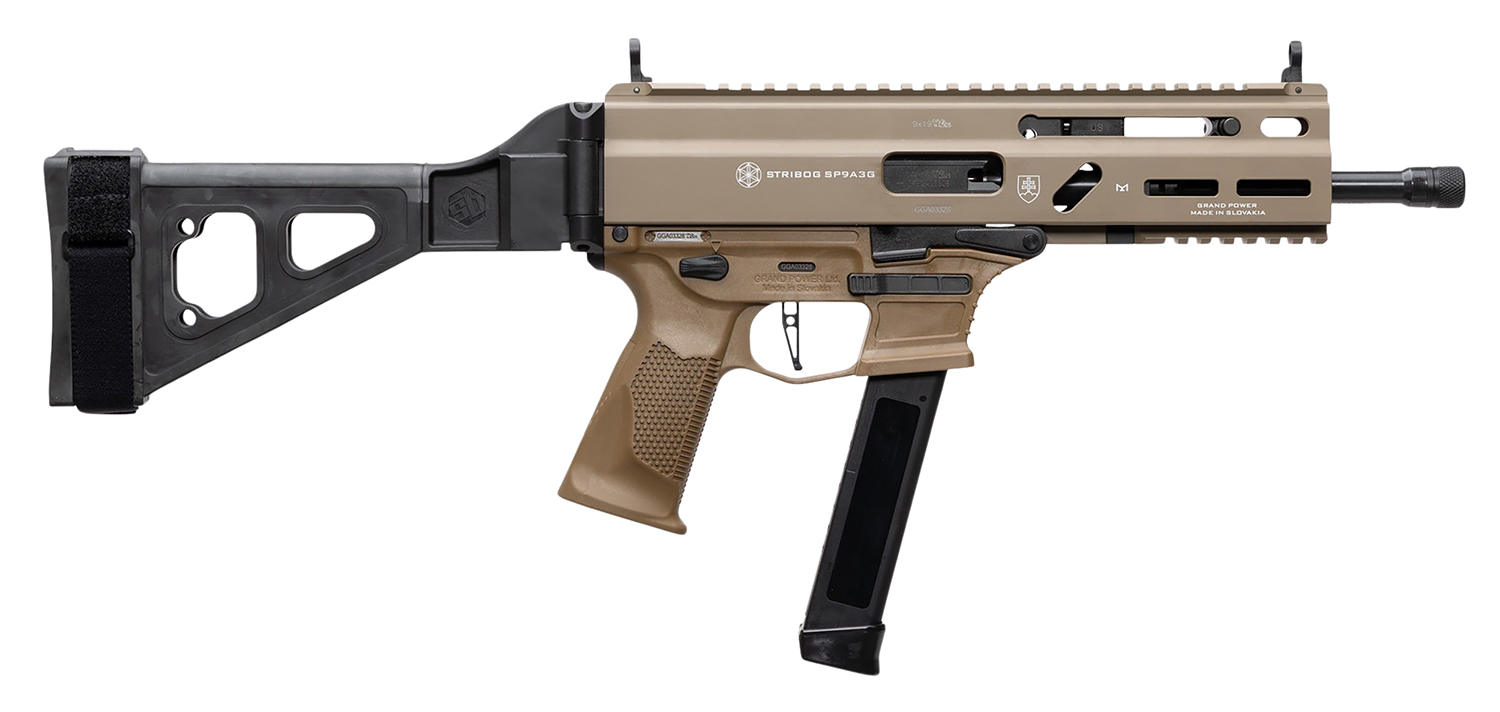 GRAND POWER STRIBOG SP9A3G 9MM 8" BBL 30 RD MAG W/BRACE FDE