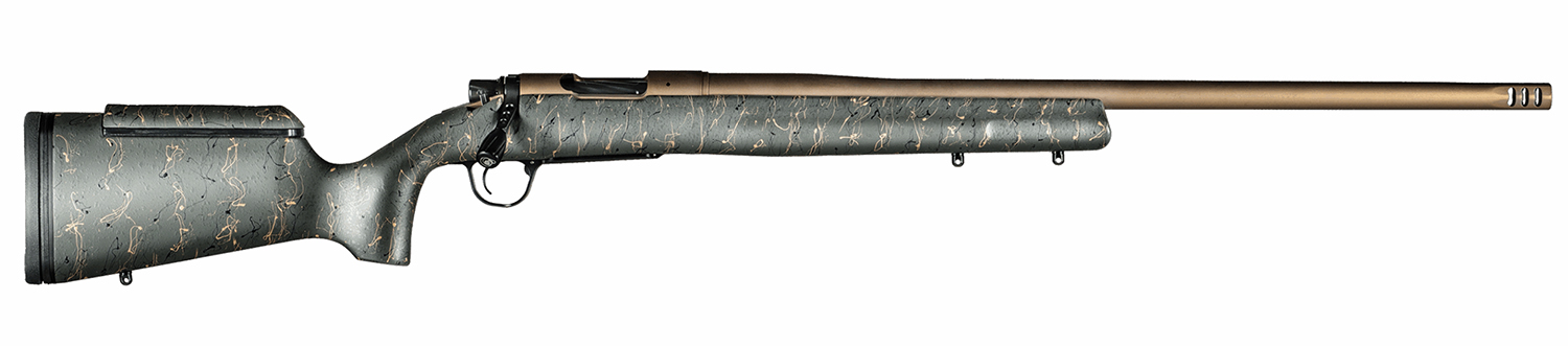 Christensen Arms 8010200701 Mesa Long Range 308 Win 4+1 16.25" Burnt Bronze Cerakote Threaded Barrel & Steel Drilled & Tapped Receiver, Green w/Black/Tan Webbing Adj Cheek Riser Polymer Stock