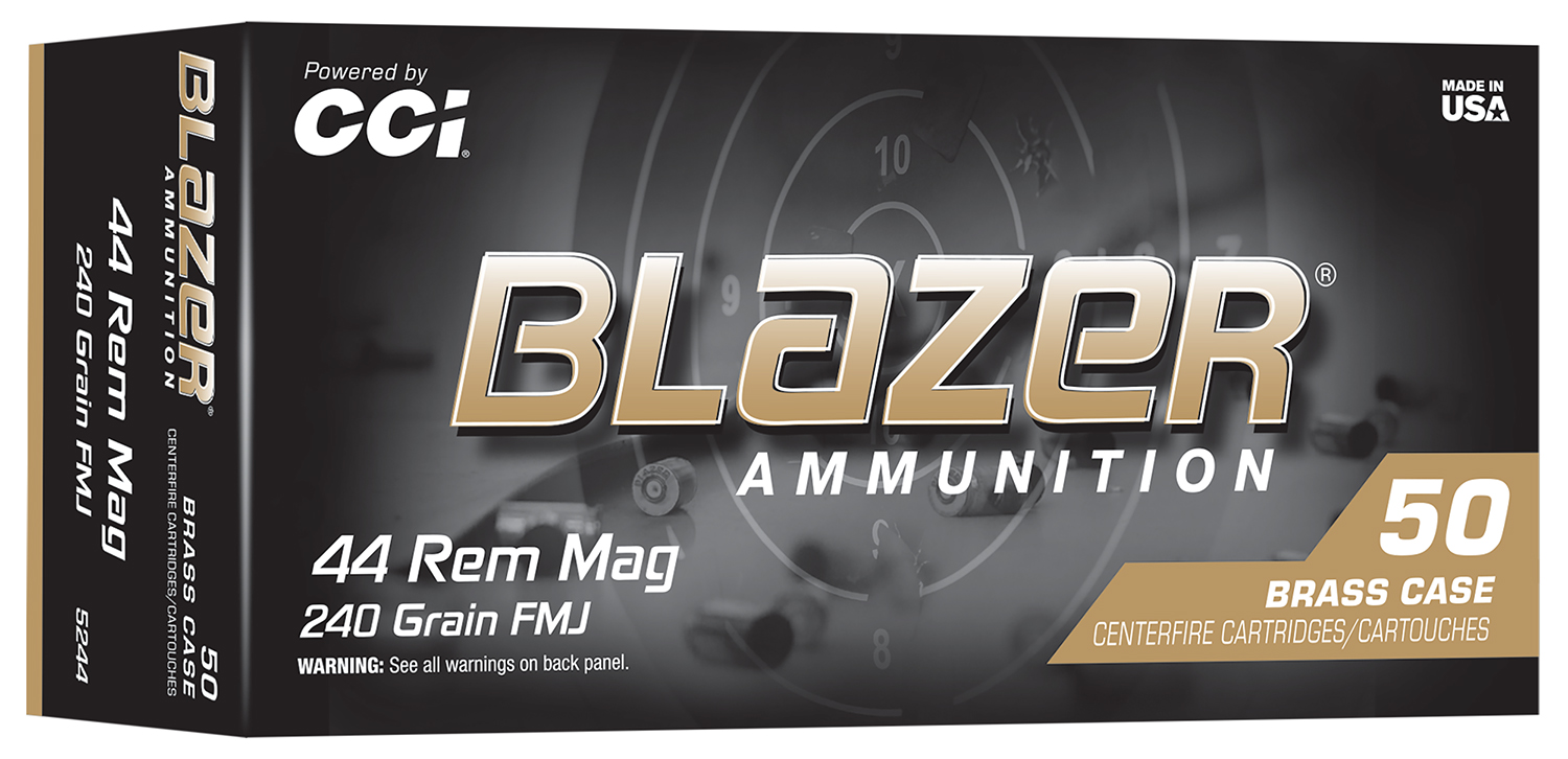 CCI Blazer Brass Handgun Ammunition .44 Rem Mag 240gr FMJ 1200 fps 50/ct