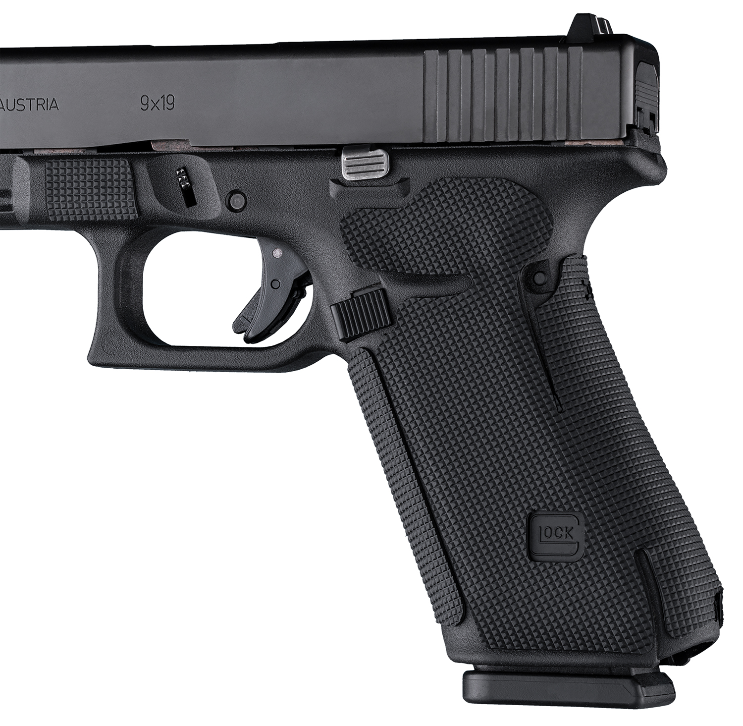 Hogue Wrapter Adhesive Grip Glock 17/17 MOS/34 MOS/45/45 MOS/19x (Gen 5) No Backstrap Rubber Block Texture Black