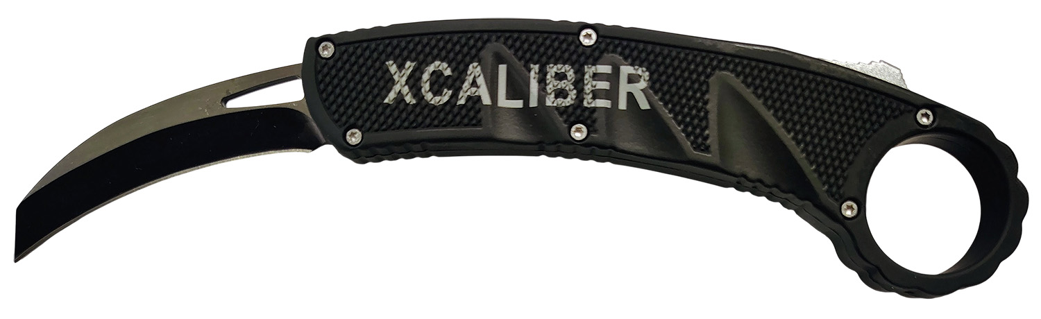 Xcaliber Knife Company Karambit 3" OTF Reverse Tanto Plain Black 440C SS Blade, 5.75" Aluminum Handle