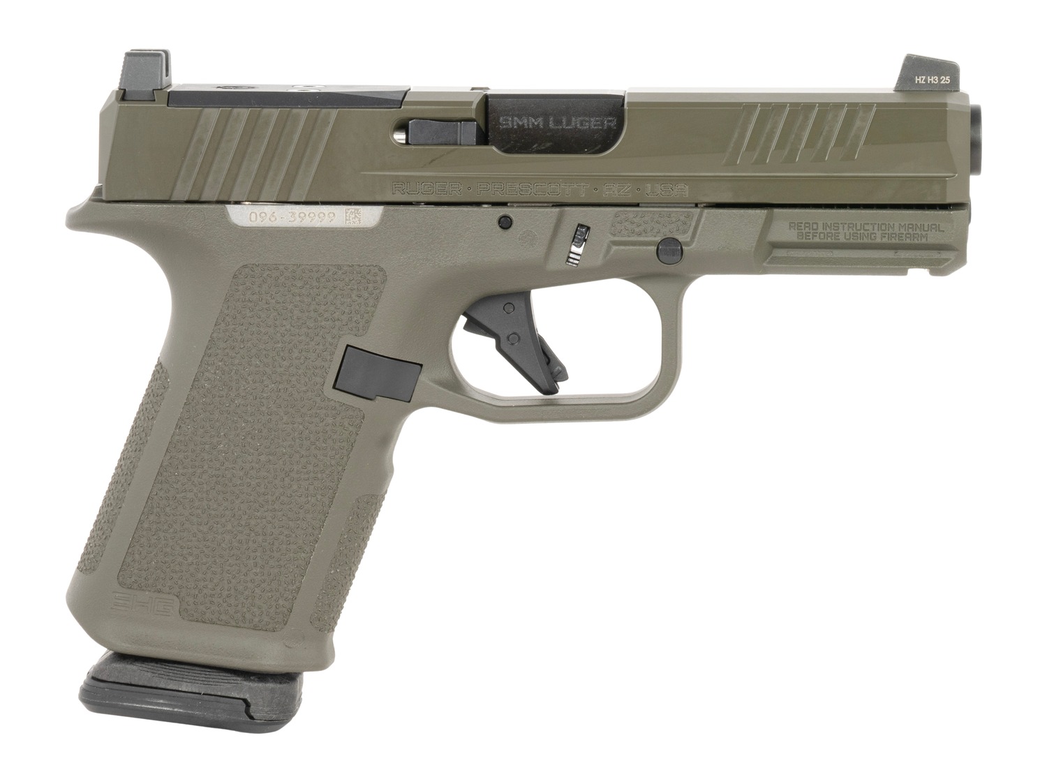 Ruger RXM Sports South Exclusive Compact Frame 9mm Luger 15+1 4" Black FNC Nitride Barrel, OD Green Alloy Steel Optic Ready/Serrated Slide, OD Green Polymer Frame w/Accessory Rail, Textured Grip, RM