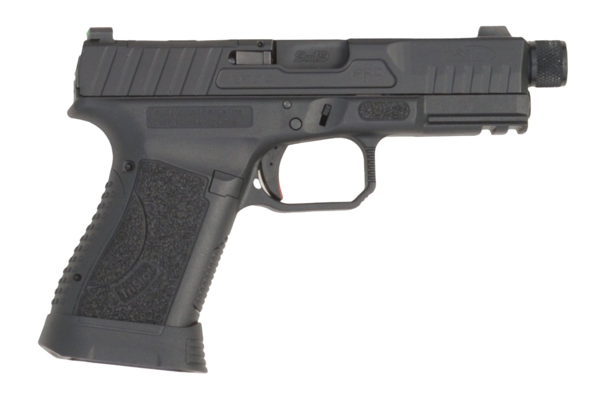 TriStar 85780 Apoc Pro 9mm Luger 15+1 4.50" Black Threaded Barrel, Black Steel Optic Ready/Serrated Slide, Black Polymer Frame w/Picatinny Rail, Interchangeable Backstrap Grip
