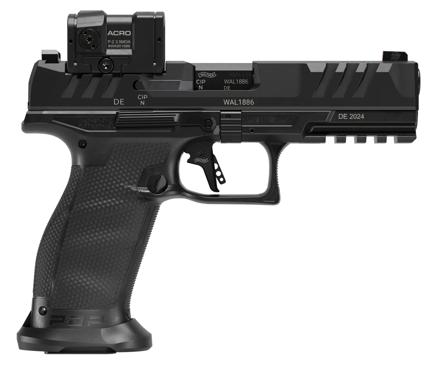 Walther Arms 2880091PRO PDP Pro ACRO Full Size 9mm Luger 10+1 4.50" Black Polygonal Rifled Barrel, Black Serrated w/Optic Slide, Black Polymer Frame w/Picatinny Rail, Textured Polymer Grip, Aimpoint A