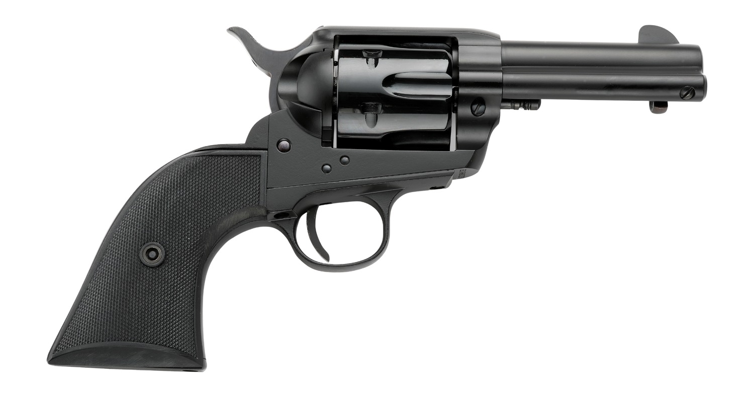 Pietta PFI9ALLOYAS312CB Alloy 9mm Luger 6 Shot 3.50" Matte Black Alloy Steel Barrel & Frame, Black Checkered Grip