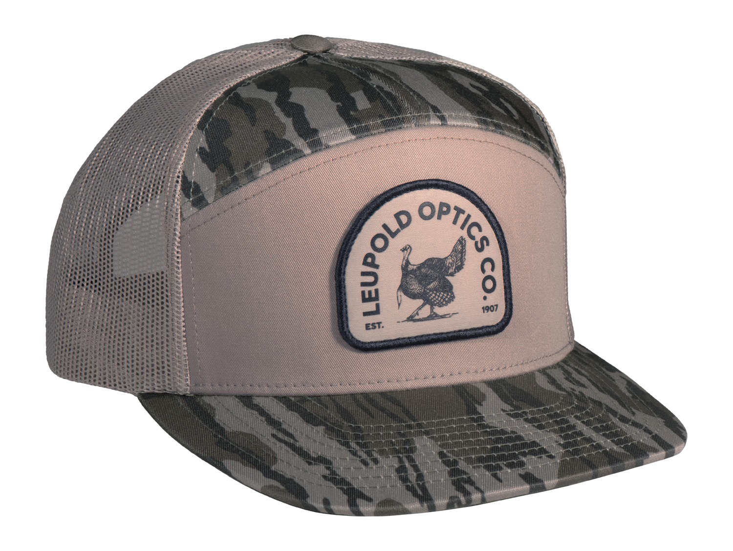 Leupold Turkey 7 Panel Trucker Khaki/Mossy Oak Bottomland