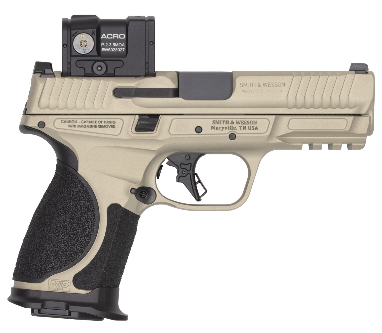 Smith & Wesson 14634 M&P9 M2.0 Spec VI Bundle 9mm Luger 15+1 4" Black Armornite Ported Barrel, Champagne Cerakote Stainless Steel Ported/Serrated w/Optic Slide & Aluminum Frame w/Picatinny Rail, Inte