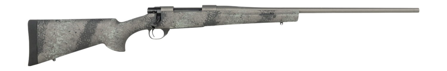 Howa HFN7PRCGL 1500 Fence Line 7mm PRC 3+1 24" Tungsten Cerakote Threaded Barrel, Tungsten Cerakote Aluminum Drilled & Tapped Receiver, Gray Light Camo Fixed Synthetic Stock, Right Hand
