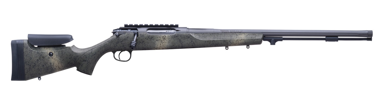 Traditions CR946604437 NitroBolt 50 Cal Firestick 24" Tungsten Cerakote Fluted Threaded Barrel, Tungsten Cerakote Receiver w/Picatinny Rail, Adj Cheek Piece & LOP Desert Web Synthetic Stock
