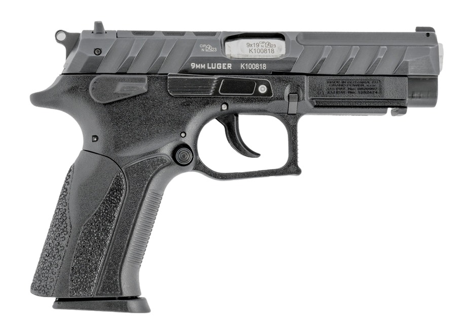Grand Power 8588005808644 K100 Mk23 9mm Luger 15+1 4.25" Stainless Rotating Barrel, Black Optic Ready/Serrated Slide, Black Frame w/Accessory Rail, Textured Grip