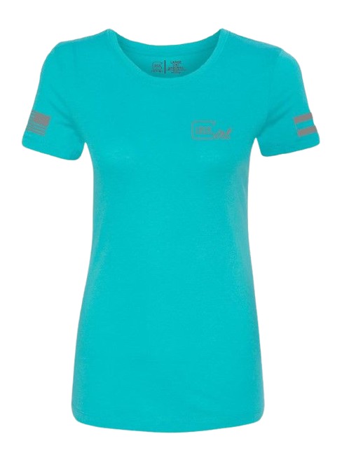 GLK AP96445 GLOCK GIRL FLAG TEE L TEAL