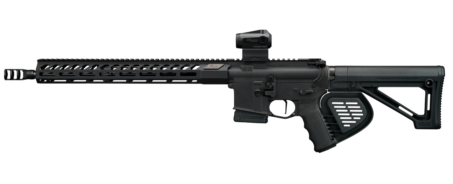 Sig Sauer RM400556N16BFORGECA M400 Forge *CA Compliant 5.56 NATO 10+1 16" Black Anodized Alloy Receiver w/Picatinny Rail, M-LOK Handguard, Magpul MOE Black Polymer Stock, Shark Fin Grip, Sig ROMEO MSR