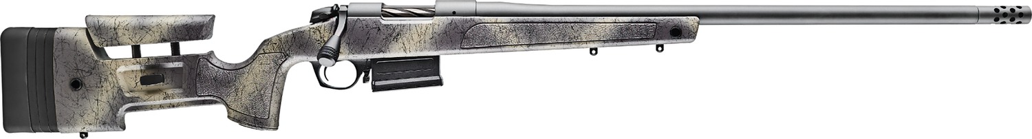 Bergara Rifles B14S3815 B-14 Wilderness HMR 25 Creedmoor 5+1 24" Sniper Gray Cerakote Threaded Barrel, Sniper Gray Cerakote Steel Drilled & Tapped Receiver, Wilderness Camo w/Black Webbing Adj Cheek &