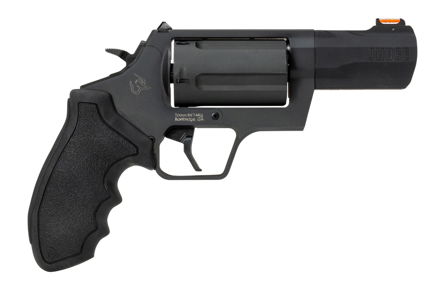 Taurus 2-JUDGE31 Judge 45 Long Colt/410 Gauge 5 Shot 3" Black Stainless Steel Barrel, Frame & Cylinder, Black Rubber Grip, Transfer Bar Safety