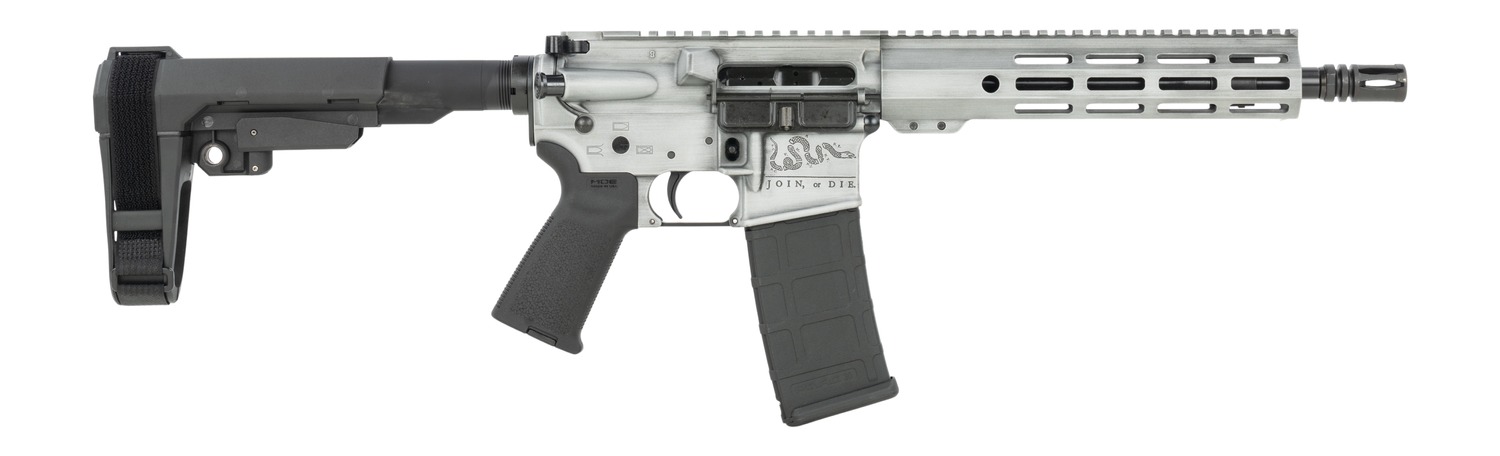 Shark Coast Tactical SCC07411LOD-P Liberty Or Death 5.56 NATO 30+1 10.50" Black Nitride Threaded Barrel, Laser Engraved Aluminum Receiver w/Picatinny Rail, M-LOK Handguard, Polymer SB Tactical SBA3 B