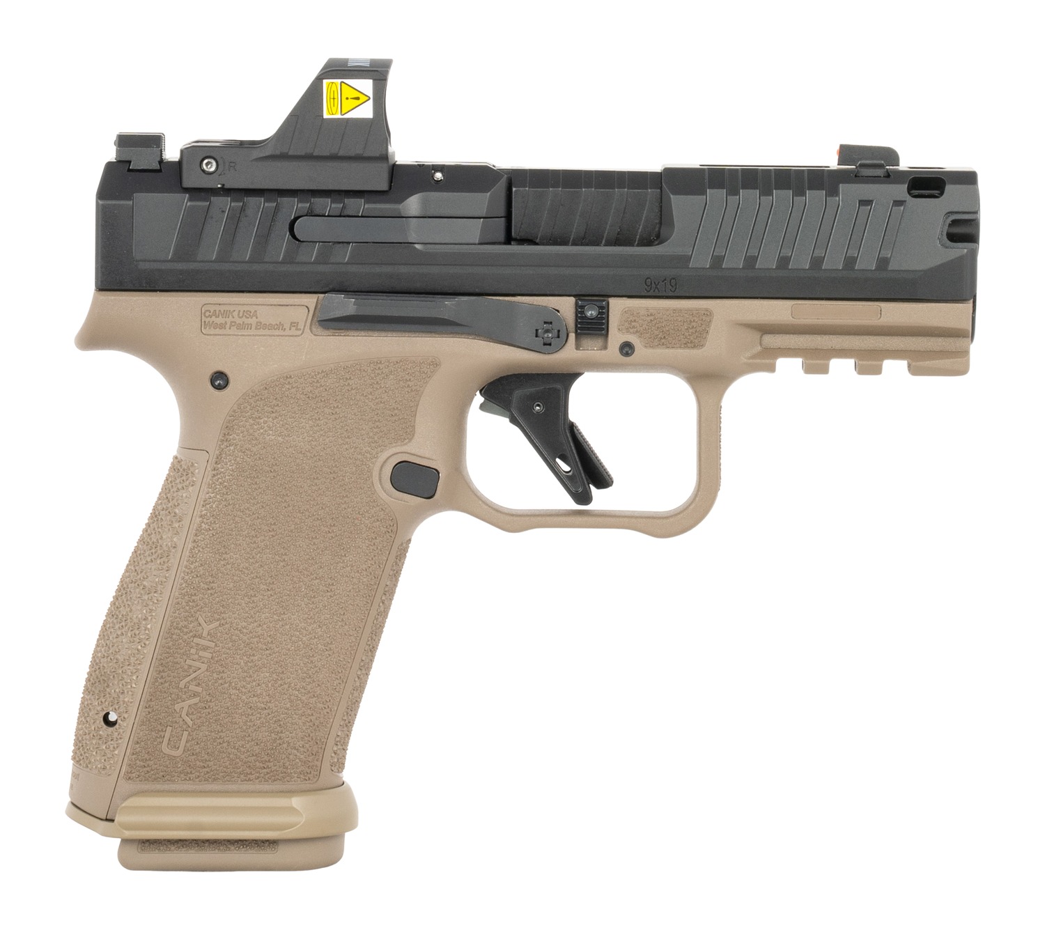 Canik HG8658BDV-N Mete MC9 Prime w/Optic 9mm Luger 17+1 3.64" Black Nitride Steel Integrated Compensator/Serrated w/Optic Slide, Flat Dark Earth Polymer Frame w/Beavertail & Picatinny Rail Interchange