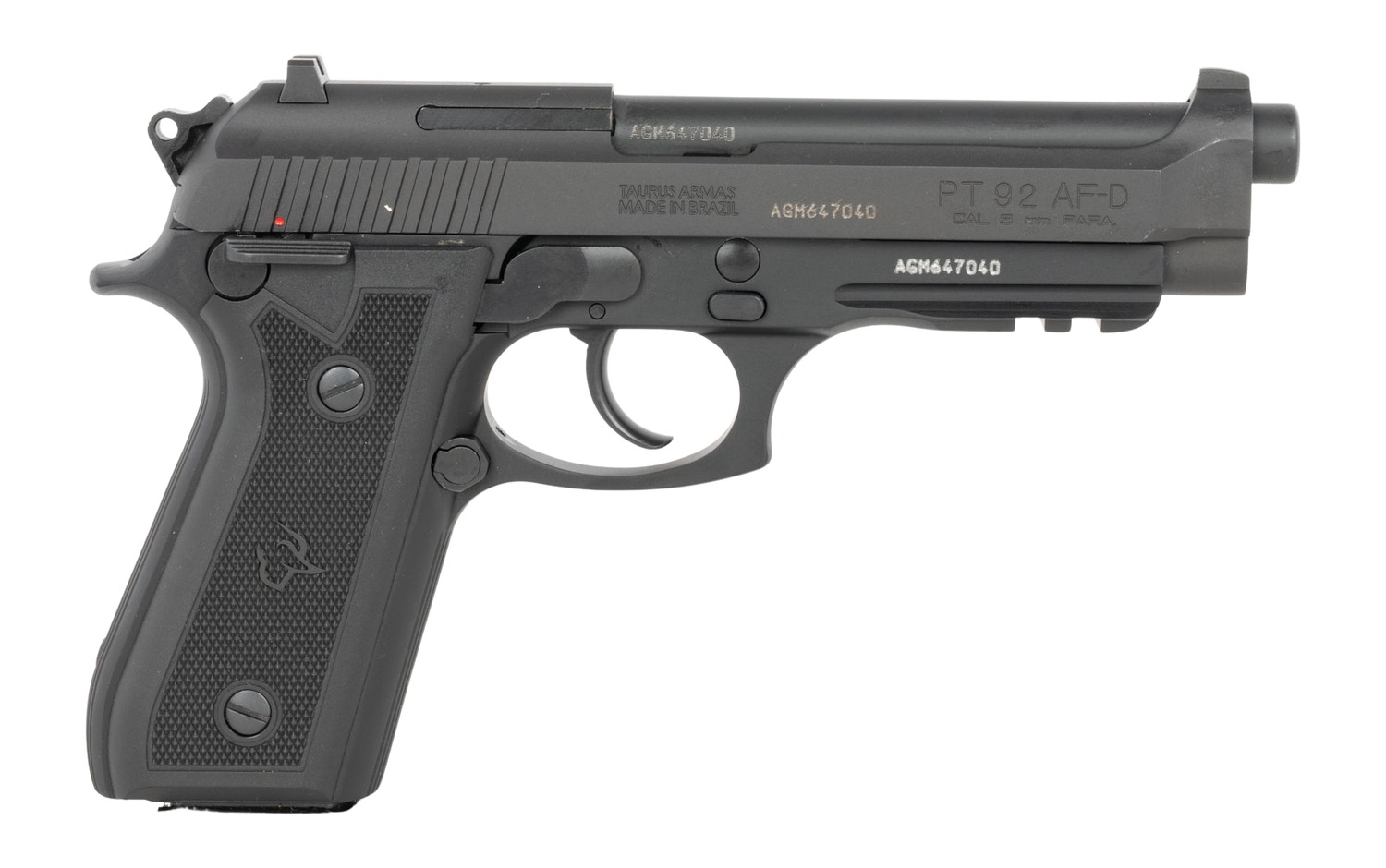 Taurus 1-920151-6MAG 92 Full Size 9mm Luger 18+1 5" Matte Matte Stainless Steel Barrel, Alloy Steel Serrated Slide, Black Anodized Aluminum Frame w/Beavertail & Picatinny Rail, Black Hogue G10 Grip,